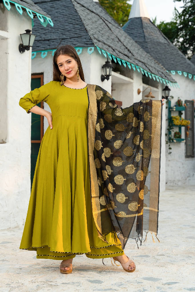 Buy Net Mehendi Green Salwar Suit (NWS-6851) Online